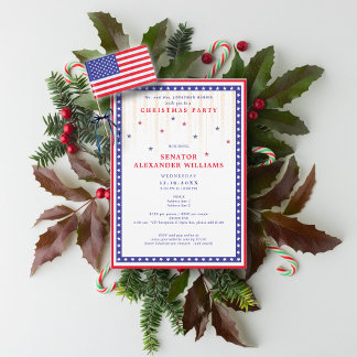 Stars & Stripes American Flag Christmas Fundraiser Invitation