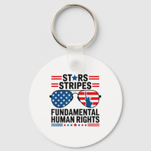 Stars Stripes &amp; Basic Human Rights 4th Of July Key Ring