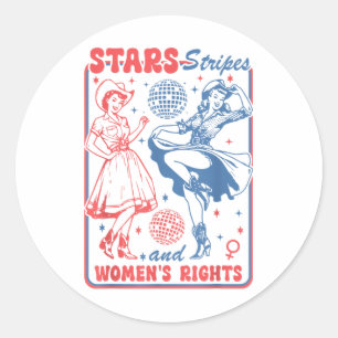 Stars Stripes & Woman Rights 4th Of July Groov Classic Round Sticker