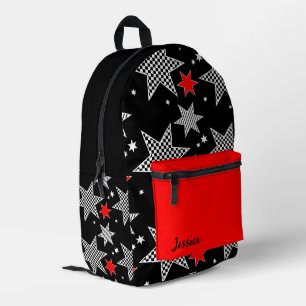 Stars, Stripes and Chequered Design Printed Backpack