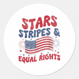 Stars Stripes And Equal Rights 4th Of July  Classic Round Sticker