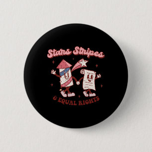 Stars Stripes And Equal Rights 4th Of July Retro G 6 Cm Round Badge