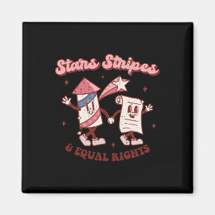 Stars Stripes And Equal Rights 4th Of July Retro G Magnet