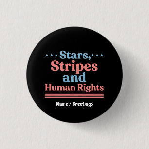 Stars Stripes and Human Rights Retro Feminist 3 Cm Round Badge