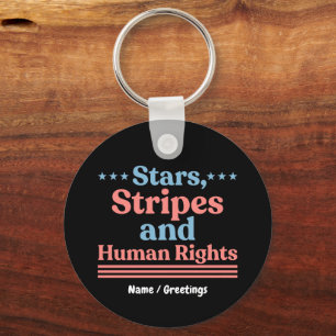 Stars Stripes and Human Rights Retro Feminist Key Ring