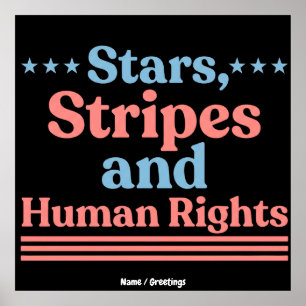 Stars Stripes and Human Rights Retro Feminist  Poster