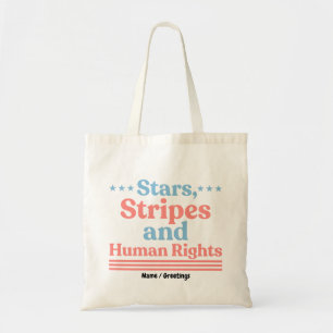 Stars Stripes and Human Rights Retro Feminist Tote Bag