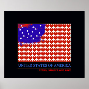 stars stripes and love poster