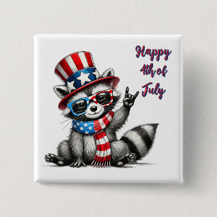 Stars, Stripes, and Mischief—Patriotic Racoon 15 Cm Square Badge
