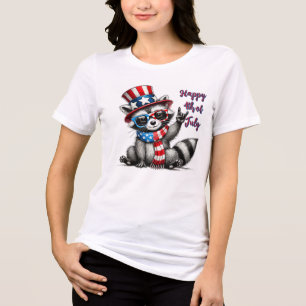 Stars, Stripes, and Mischief—Patriotic Racoon Tri-Blend Shirt