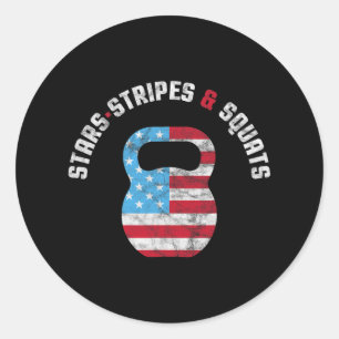 Stars Stripes And Squad Workout Gym Usa Flag 4th J Classic Round Sticker