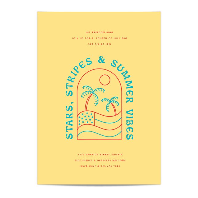 Stars Stripes and Summer Vibes July 4th BBQ Party Invitation (Creator Uploaded)