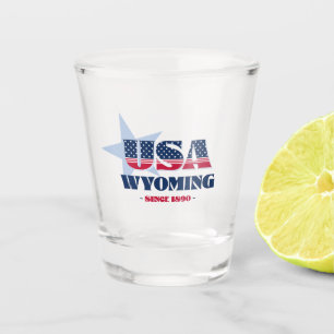 Stars, Stripes, and Wyoming 1890 Shot glass