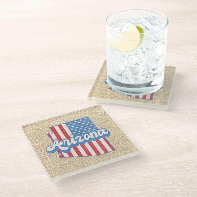Stars & Stripes Arizona Silhouette Glass Coaster (Angled)