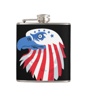 Stars & Stripes Bald Eagle. Customize name Hip Flask