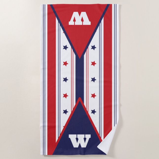Stars & Stripes Bold Triangles Beach Towel (Front)
