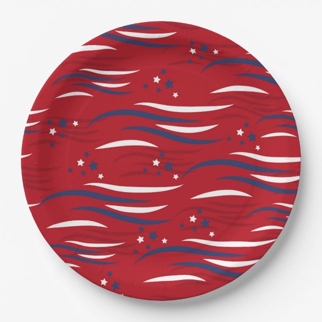 Stars & Stripes Celebration Paper Plate (Front)