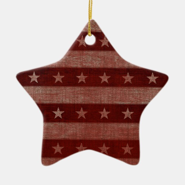 Stars & Stripes Ceramic Christmas Ornament (Front)
