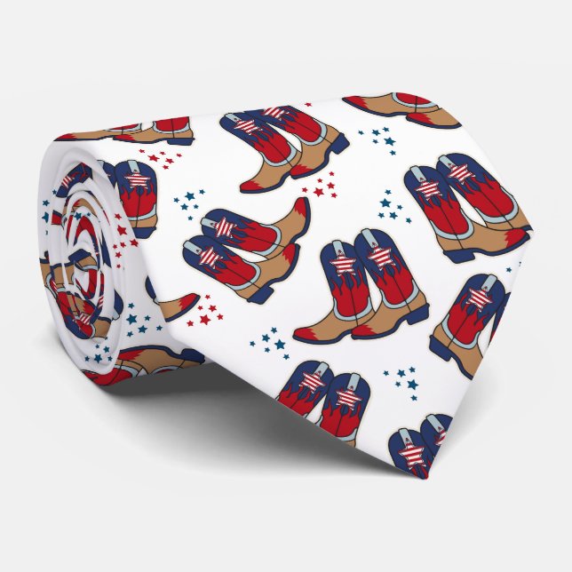 Stars, Stripes & Cowboy Boots  Tie (Rolled)