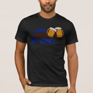 Stars Stripes & Drinks Funny Patriotic 4th of July T-Shirt