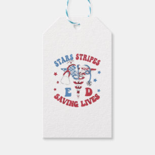 Stars Stripes E D Saving Lives Gift Tags