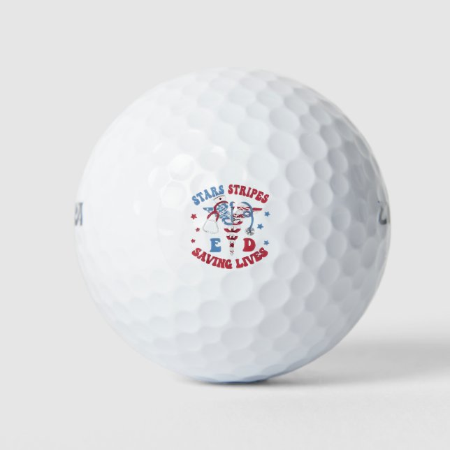 Stars Stripes E D Saving Lives Golf Balls (Front)