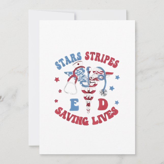 Stars Stripes E D Saving Lives Invitation (Front)