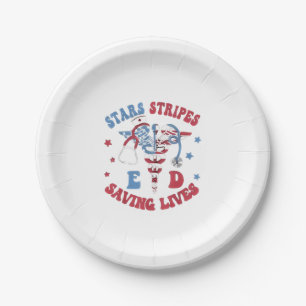 Stars Stripes E D Saving Lives Paper Plate