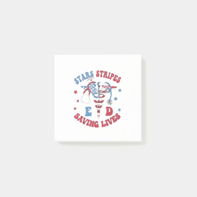 Stars Stripes E D Saving Lives Post-it Notes (Front)
