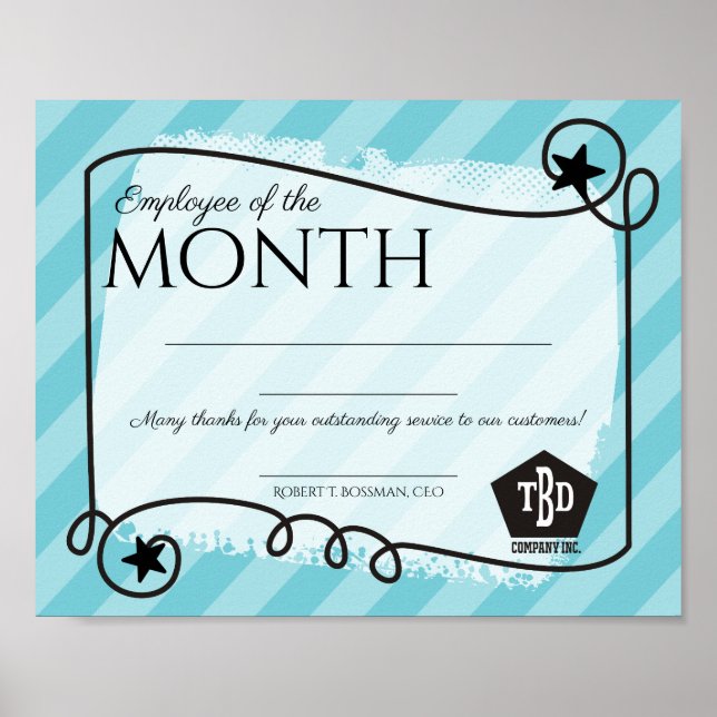 stars stripes employee of the month certificate poster (Front)