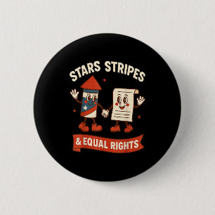Stars stripes equal rights vintage 4th of july usa 6 cm round badge