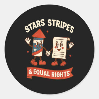 Stars stripes equal rights vintage 4th of july usa classic round sticker