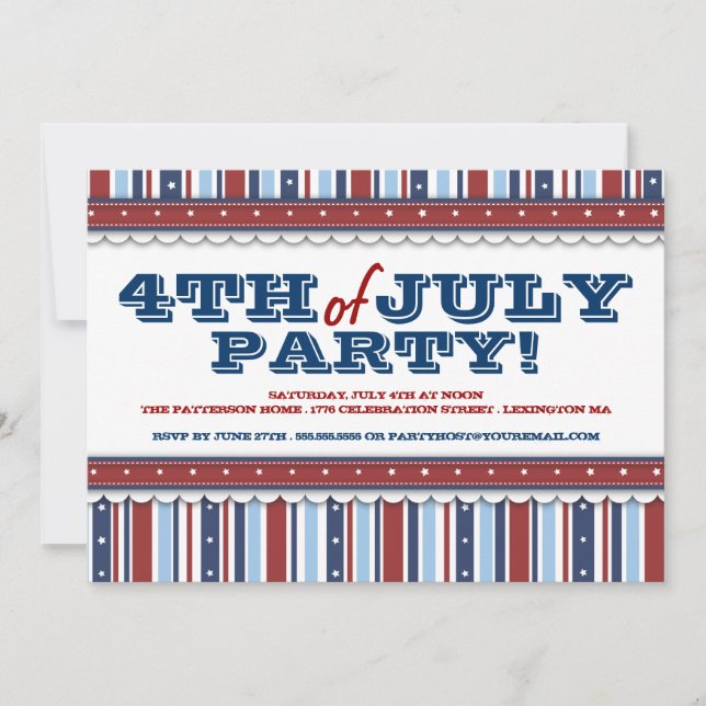 Stars & Stripes Festive 4th of July Party Invitation (Front)
