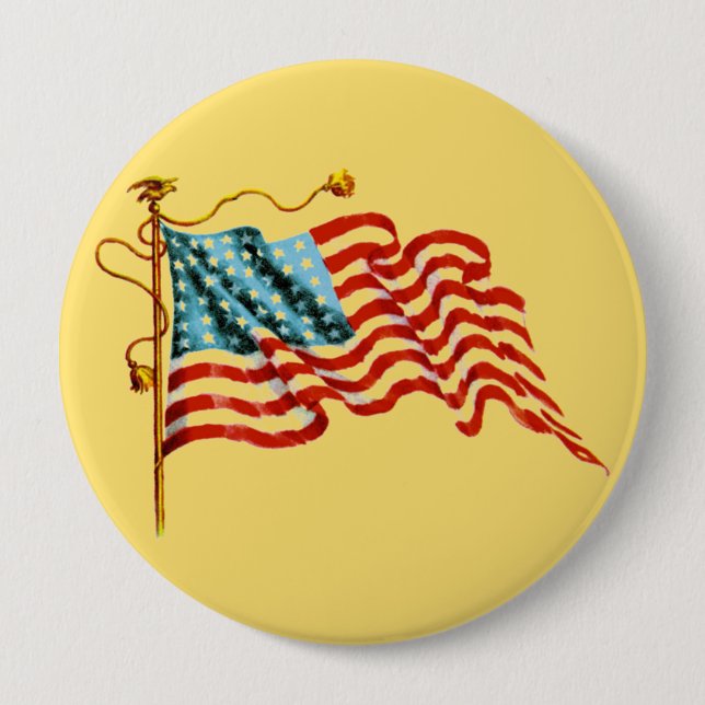 Stars & Stripes Flag - 10 Cm Round Badge (Front)