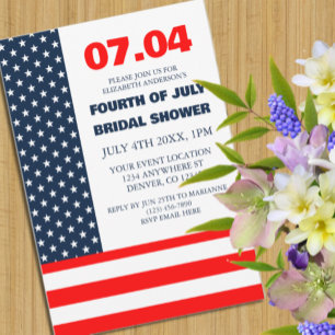 Stars & Stripes Flag 4th Of July Bridal Shower Invitation