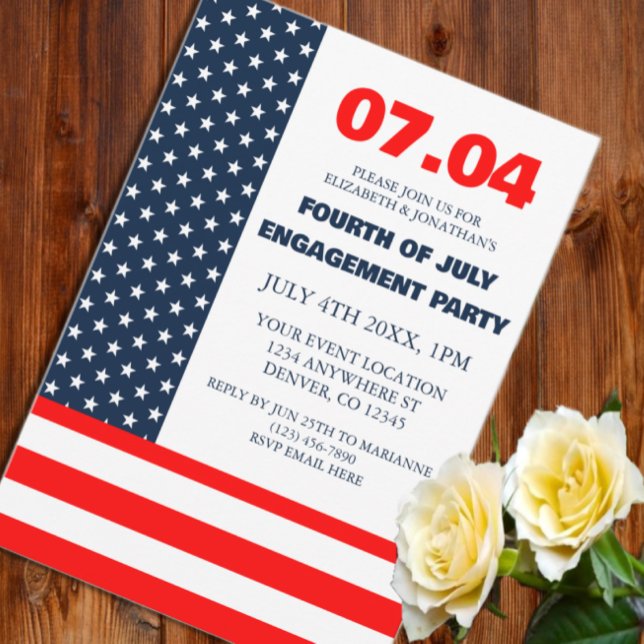Stars & Stripes Flag 4th Of July Engagement Party Invitation (Creator Uploaded)