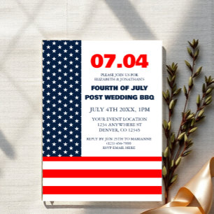Stars & Stripes Flag 4th Of July Post Wedding BBQ Acrylic Invitations