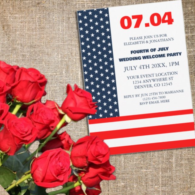 Stars & Stripes Flag 4th Of July Wedding Welcome Invitation (Creator Uploaded)