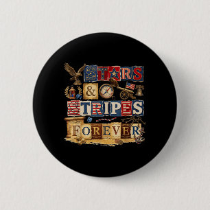 Stars Stripes Forever Patriotic Americana Vintage 6 Cm Round Badge