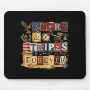 Stars Stripes Forever Patriotic Americana Vintage Mouse Pad