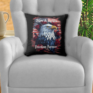 Stars Stripes Freedom Forever Eagle American Flag Cushion
