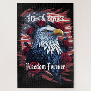 Stars Stripes Freedom Forever Eagle American Flag Jigsaw Puzzle