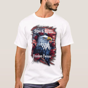 Stars Stripes Freedom Forever Eagle American Flag T-Shirt