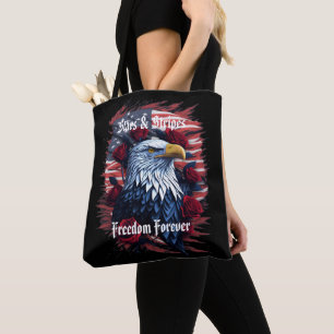 Stars Stripes Freedom Forever Eagle American Flag Tote Bag