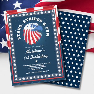 Stars Stripes & Fun All American 1st Birthday Invitation