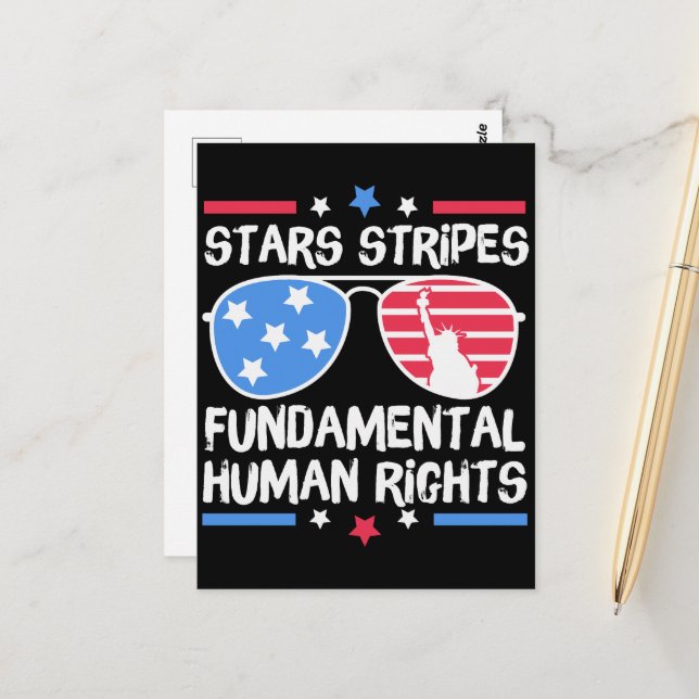 Stars Stripes Fundamental Human Rights Postcard (Front/Back In Situ)