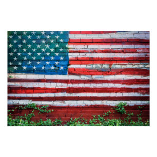 Stars & Stripes Graffiti Flag Poster