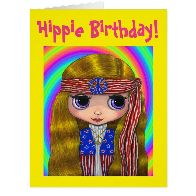 Stars & Stripes Hippie Girl Doll Peace Sign Cute (Front)