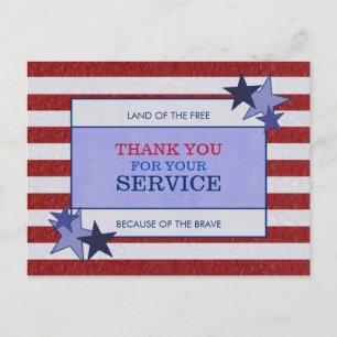 Stars Stripes Leather Patriotic Veteran Thank You Postcard