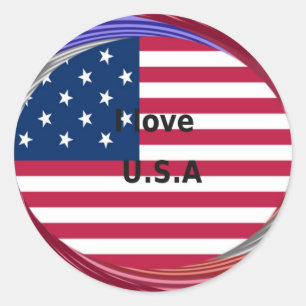 Stars & Stripes & Love: A Patriotic USA Design  Classic Round Sticker